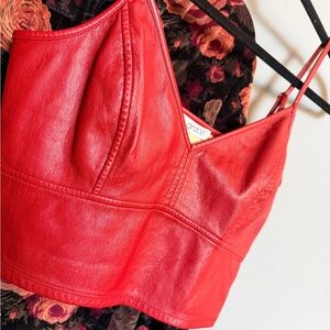 Vegan Leather Corset Bustier Top in Oxblood Red (M)